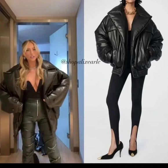 NWT Free People Ronny Kobo Camile Jacket Black Oversized Bomber Faux Leather - Picture 10 of 17